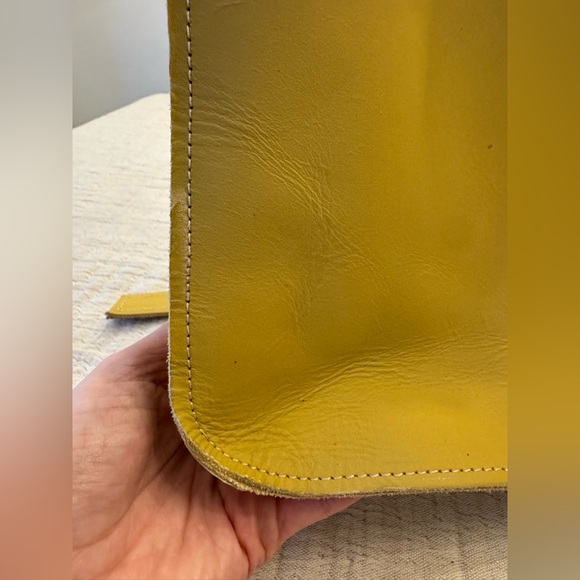 EUC! Yellow Leather Backpack - Picture 4 of 13